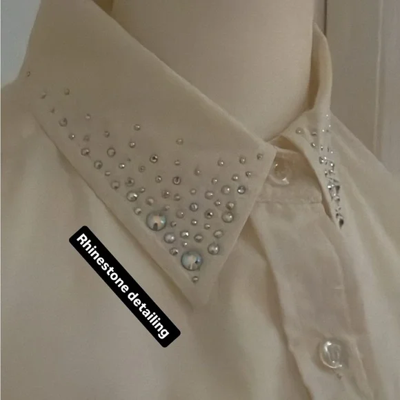 Vintage 1980’s Christine Alexander all over/collar rhinestone 3/4 sleeve shirt - Picture 4 of 4